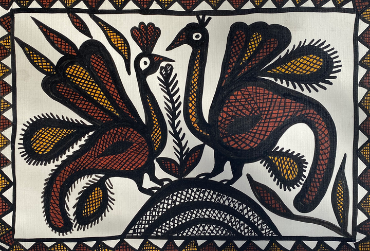 Peacocks in Sohrai by Manikchand Mahto Thumbnail