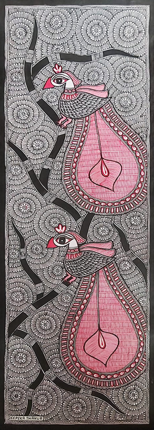 Peacocks on Boughs: Madhubani by Priti Karn Thumbnail