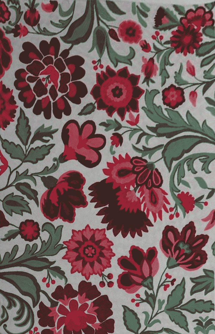Pink Flora in Crewel Embroidery by Jahangir Ahmed Bhat Thumbnail