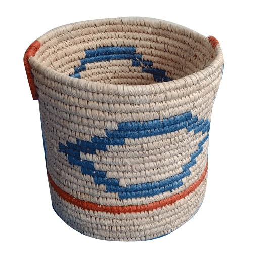 Planter with blue diamond hues in Sabai Grass Work by Dipali Mura Thumbnail