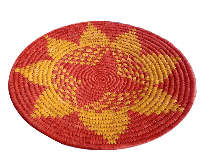 Plate woven in Orange and yellow Sabai Grass Work by Dipali Mura Thumbnail