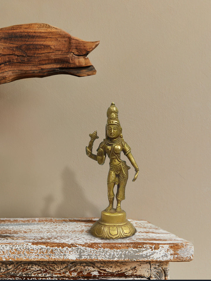 Portrayal of Ardh Nareshwar: Combination of Lord Shiva and Parwati in Brass Work by Pannalal Soni Thumbnail