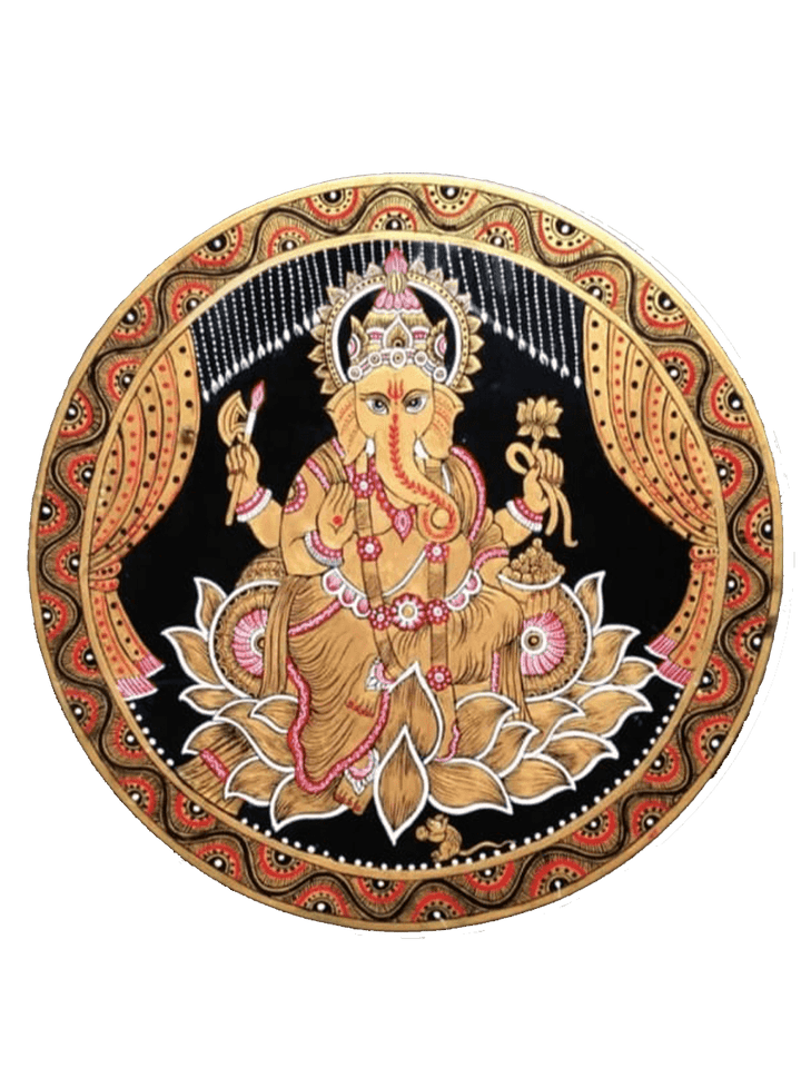 Portrayal of Lord Ganesha in Tikuli round art by Ashok Kumar Thumbnail
