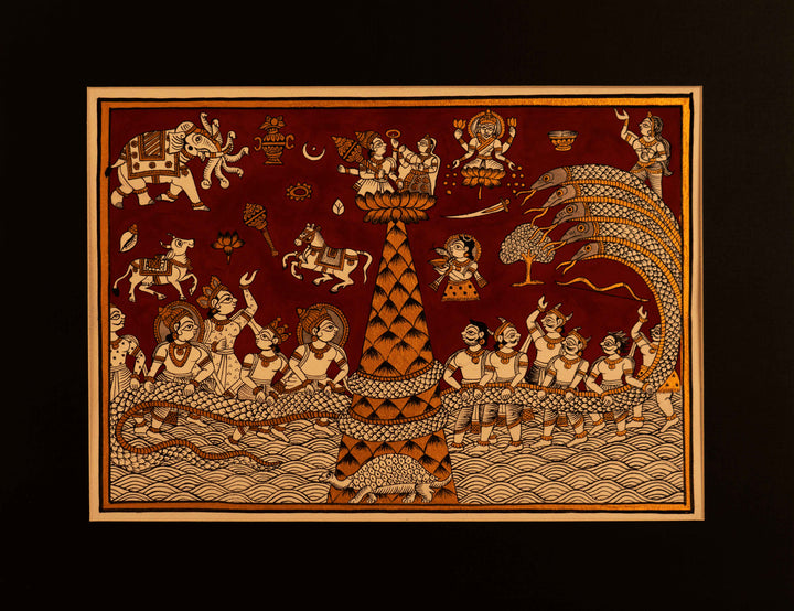 Portrayal of Sheshnaag with deities in Phad by Kalyan Joshi Thumbnail