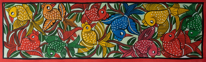 Portrayal of birds in Santhal-Tribal Pattachitra by Manoranjan Chitrakar Thumbnail