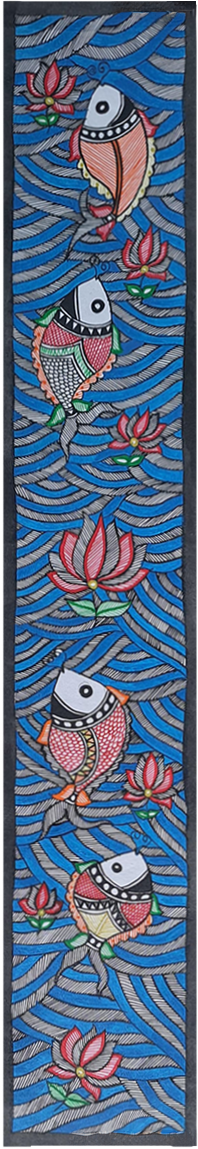 Portrayal of fishe and lotus motifs: Madhubani by Vibhuti Nath Thumbnail