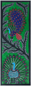 Order Online Portrayal of peacocks with green background: Madhubani by Vibhuti Nath