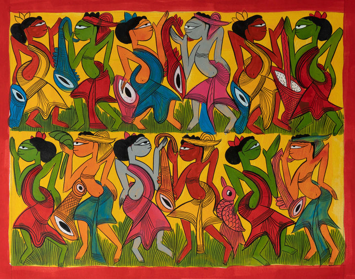 Portrayal of tribal dance: Santhal-Tribal Pattachitra by Manoranjan Chitrakar Thumbnail