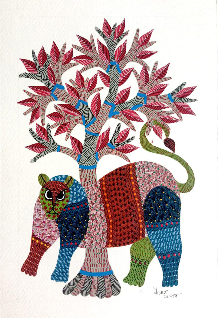 Pride of the Jungle: Gond Art by Kailash Pradhan Thumbnail