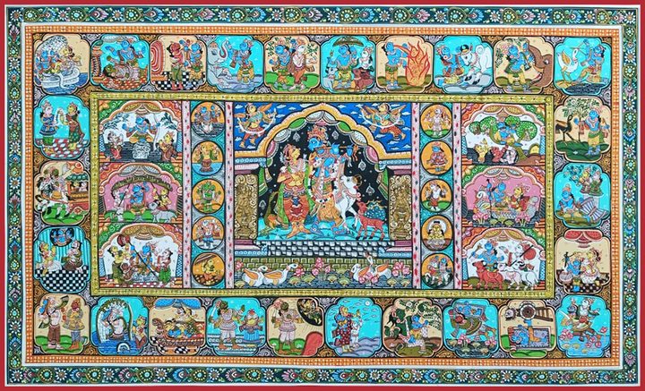 The Life of Krishna - Pattachitra Art by Purusottam Swain for Home Decor Thumbnail