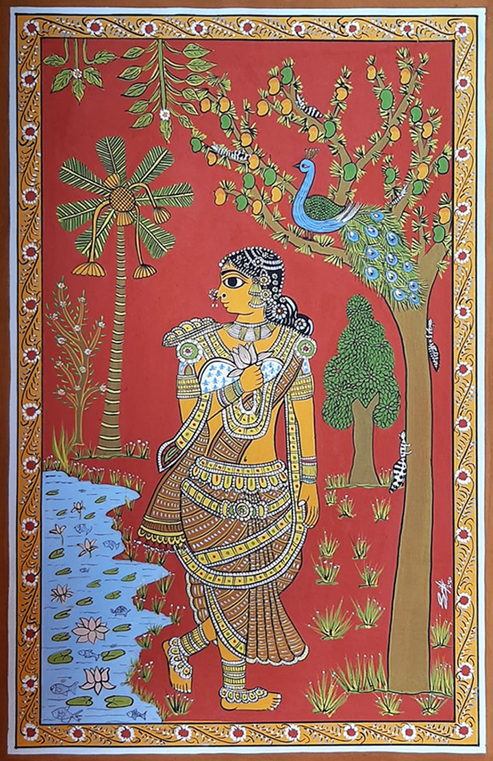 RADHA: CHERIYAL SCROLL PAINTING by Sai Kiran Thumbnail