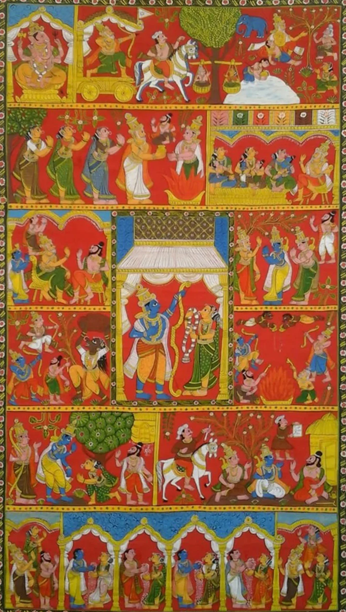 RAMAYANA: CHERIYAL SCROLL PAINTING BY SAI KIRAN Thumbnail