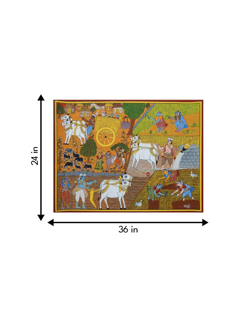 RURAL VILLAGE LIFE: CHERIYAL SCROLL PAINTING BY SAI KIRAN