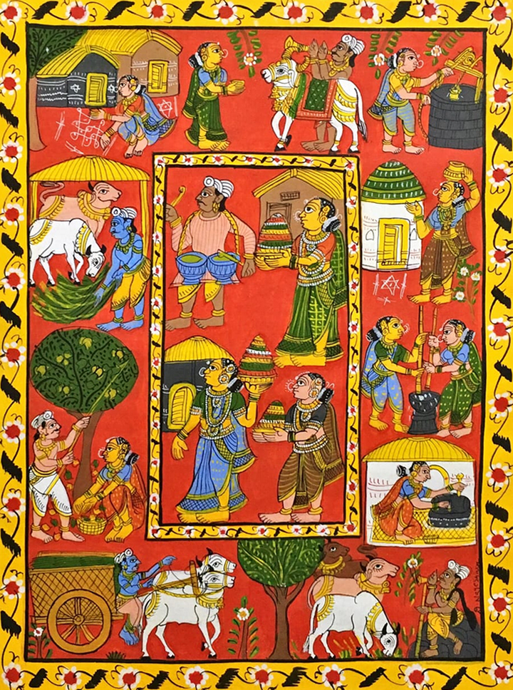 RURAL VILLAGE LIFE: CHERIYAL SCROLL PAINTING by Sai Kiran Thumbnail