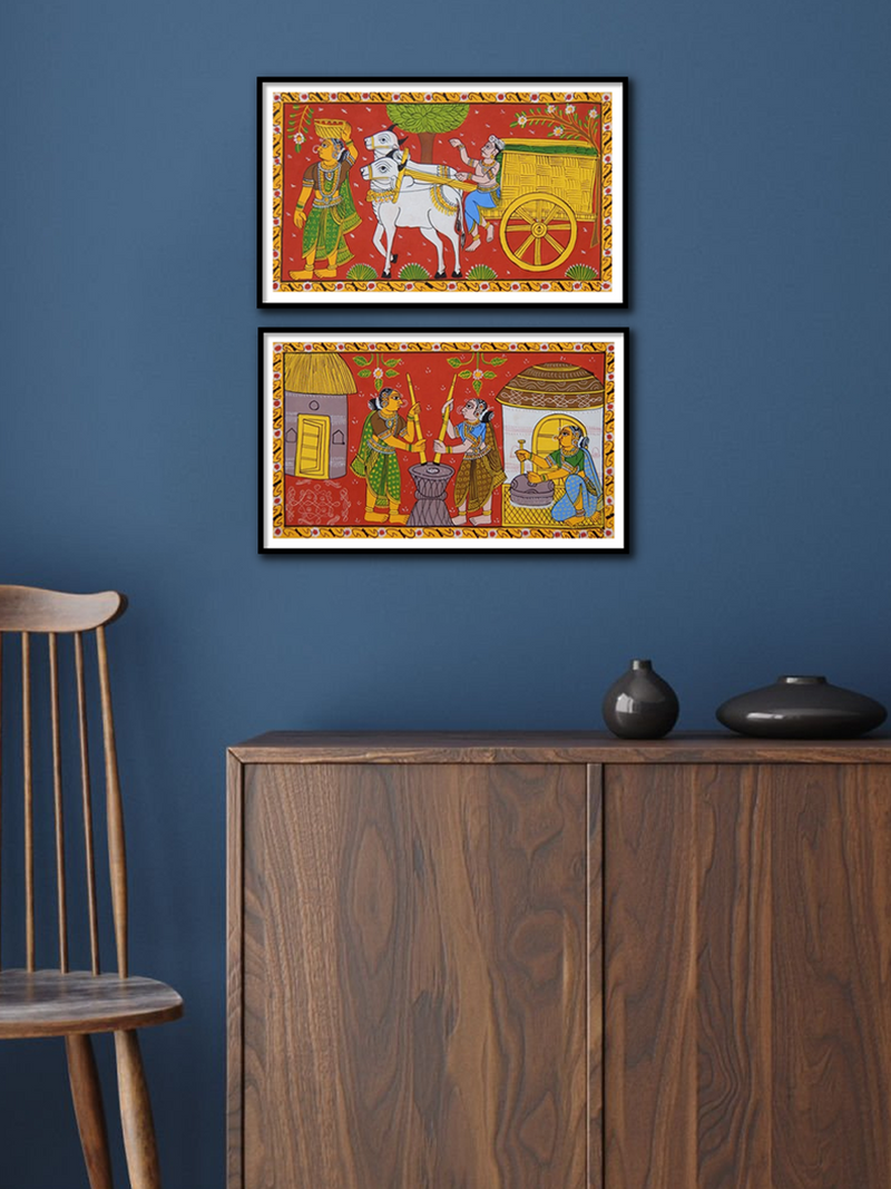 RURAL VILLAGE LIFE: CHERIYAL SCROLL PAINTING