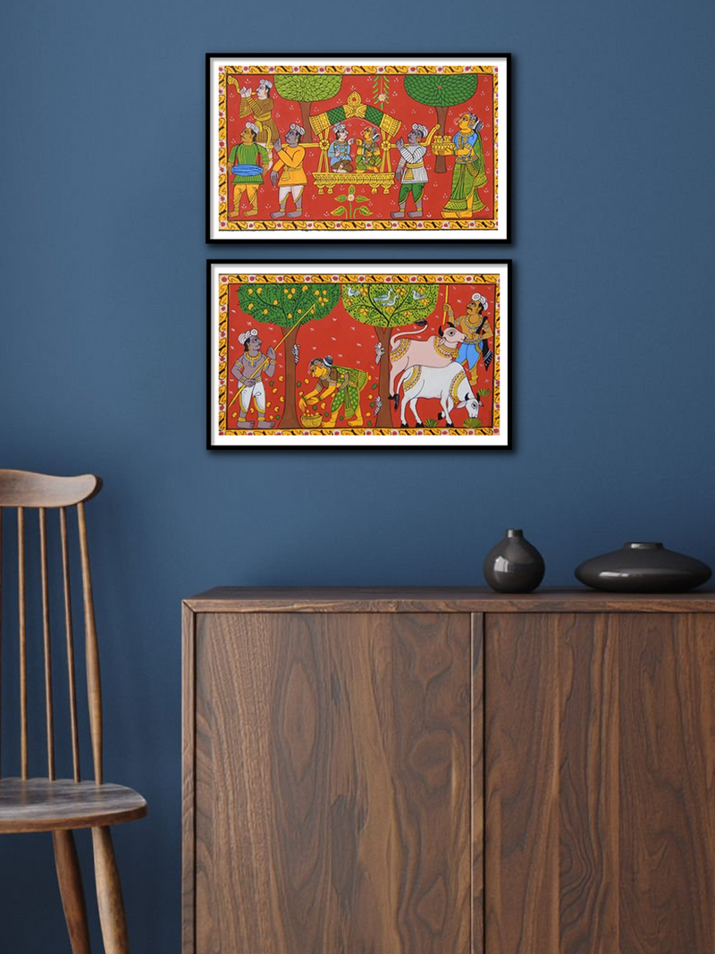 RURAL VILLAGE LIFE: CHERIYAL SCROLL PAINTING 