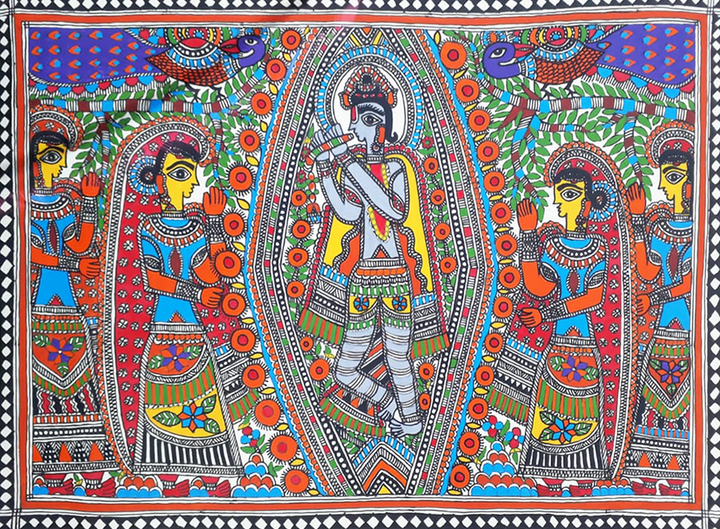 Raas Leela in Madhubani Painting by Vibhuti Nath Thumbnail