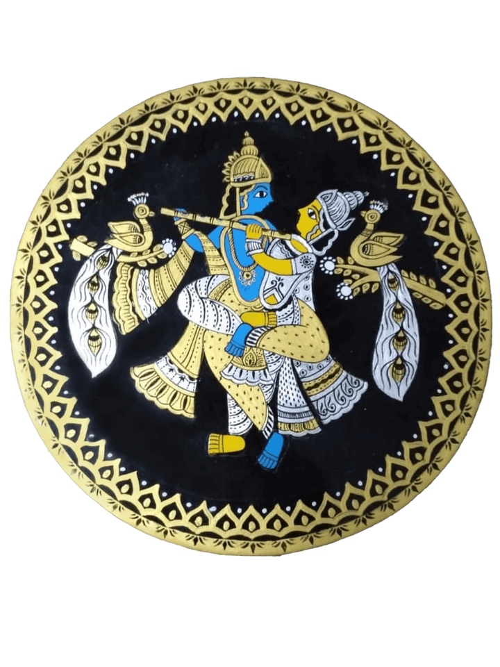 Radha Krishna Alingan in Tikuli round art by Ashok Kumar Thumbnail