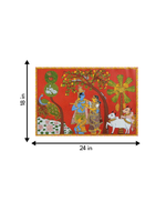 Radha Krishna: CHERIYAL SCROLL PAINTING by Sai Kiran