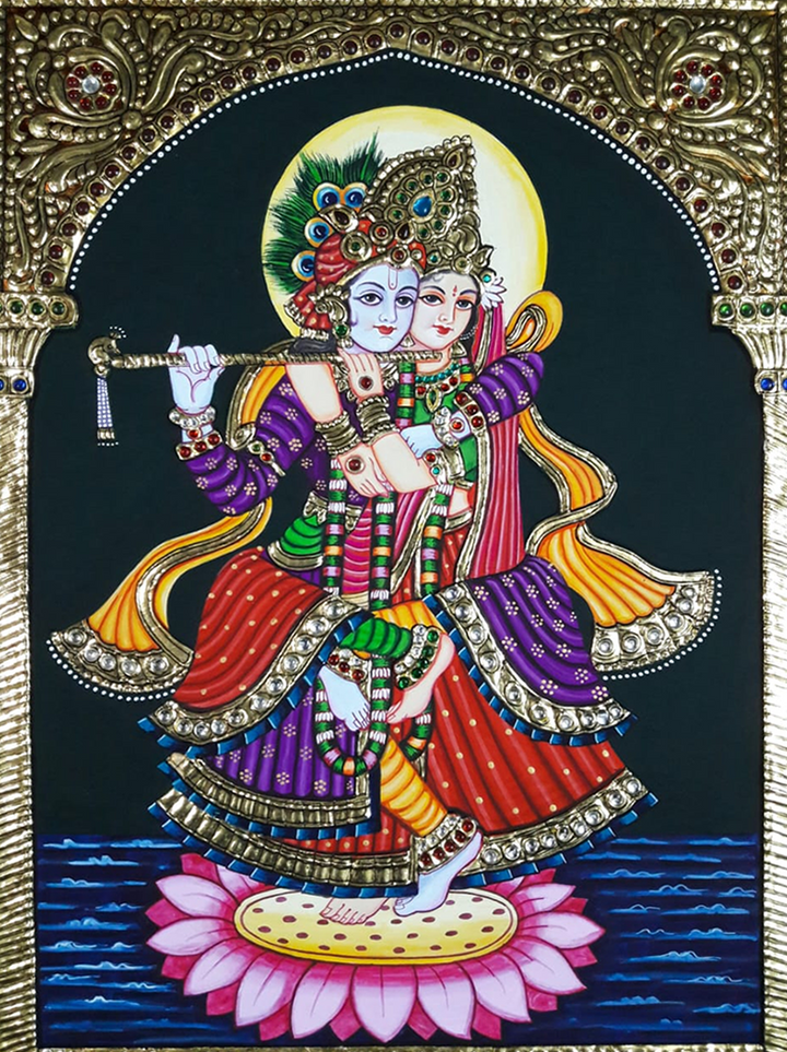 Radha Krishna Jugal Jodi: Tanjore Painting by Sanjay Tandekar Thumbnail