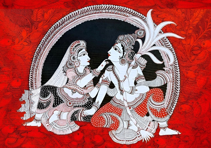 Radha Krishna: Kalamkari inspired Painting by Harinath.N Thumbnail