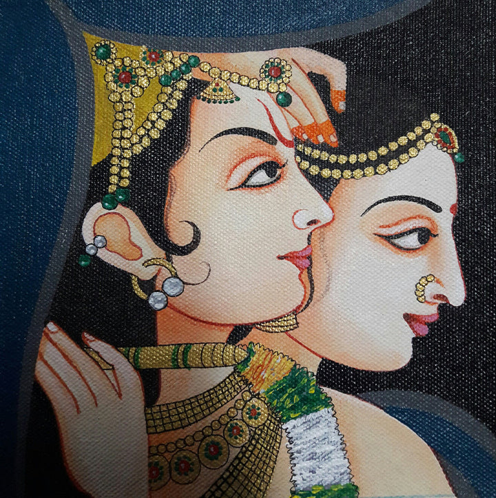 Radha-Krishna, Tanjore Painting by Sanjay Tandekar Thumbnail