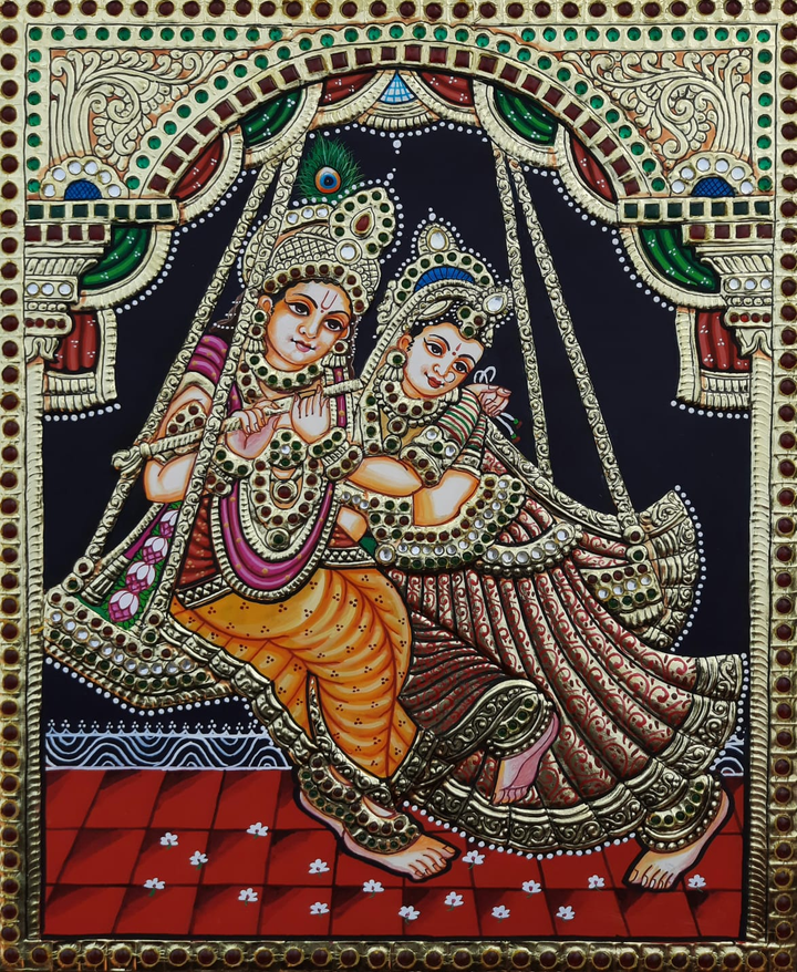 Radha Krishna: Tanjore Painting by Sanjay Tandekar Thumbnail