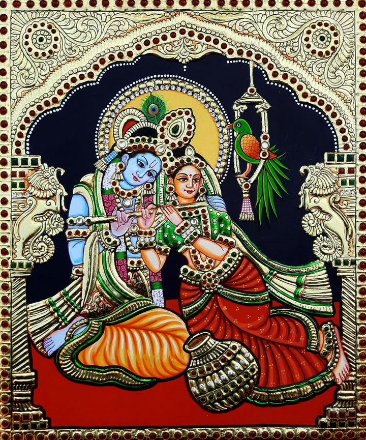 Radha Krishna: Tanjore Painting by Sanjay Tandekar Thumbnail