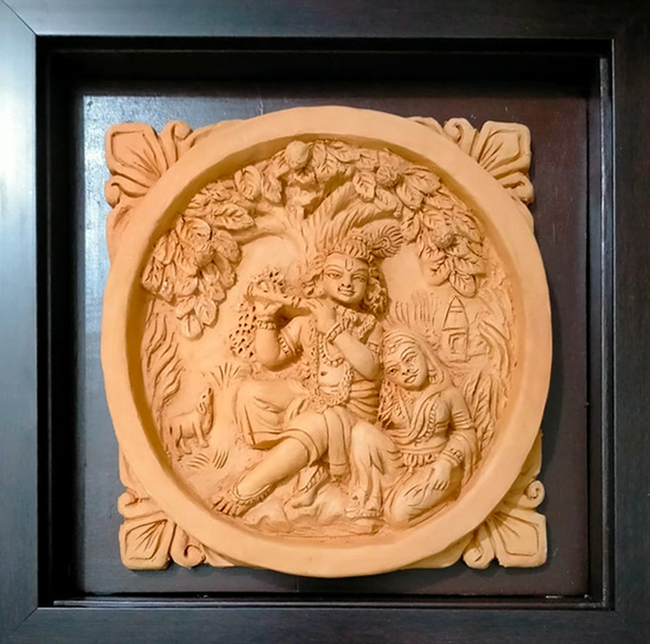 Radha Krishna artwork in Terracotta by Dolon Kundu Thumbnail