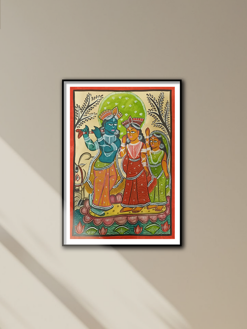 Shop Radha Krishna handpainted in Kalighat style by Manoranjan Chitrakar