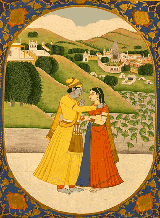 Radha Krishna in Ashwin Mas, Kangra by Mukesh Kumar Thumbnail