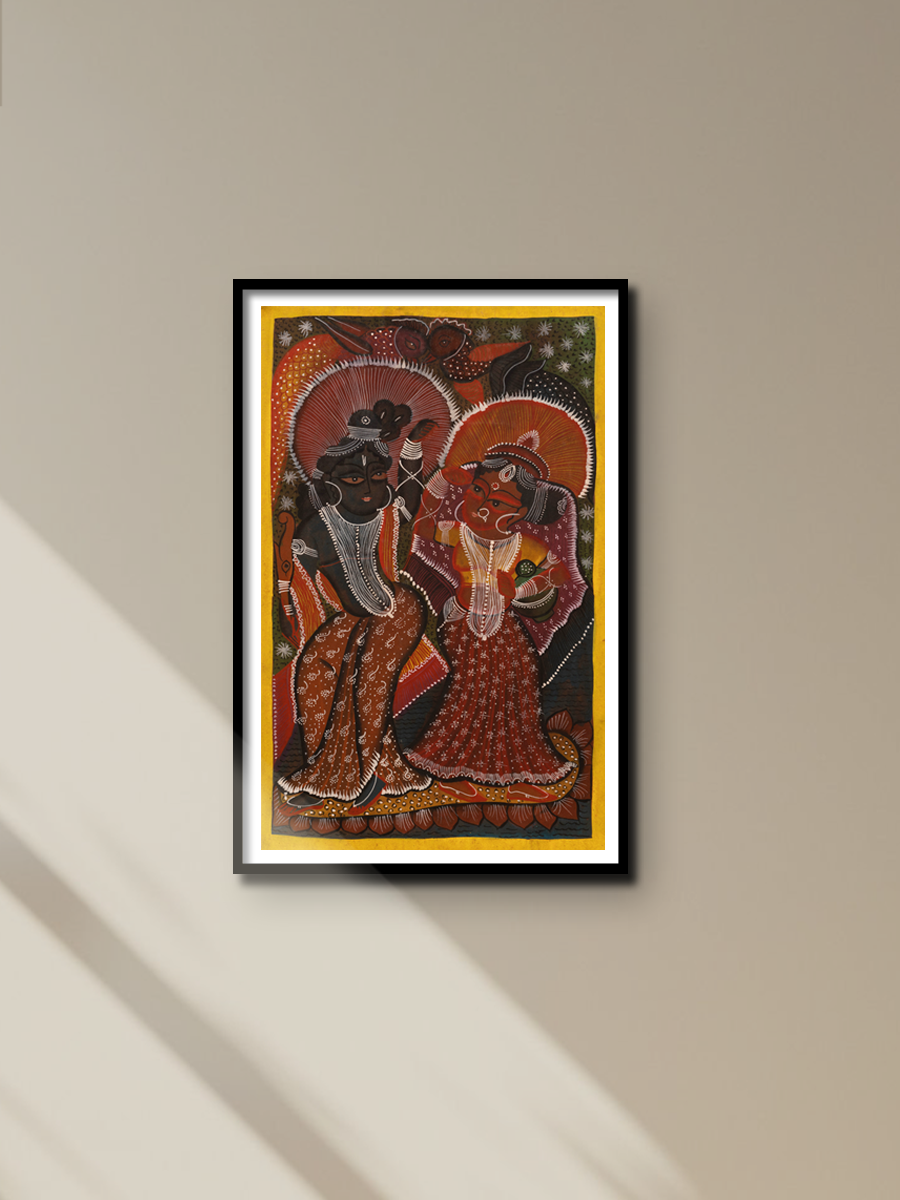Radha Krishna in Bnegal Pattachitra by Swarna Chitrakar for sale