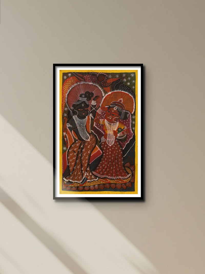 Radha Krishna in Bnegal Pattachitra by Swarna Chitrakar for sale