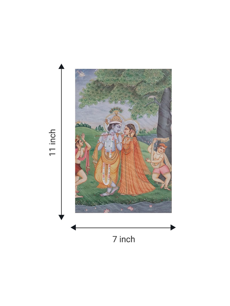 Radha Krishna in Kangra Miniature by Anshu Mohan