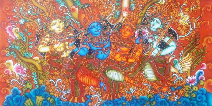 Radha Krishna in Kerala Mural by Adarsh Thumbnail