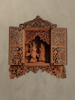 Radha-Krishna Sandalwood Miniature Artwork by Om Prakash