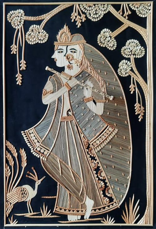 Radha Krishna in Sikki Grass work by Suraj Kumar Sahu Thumbnail