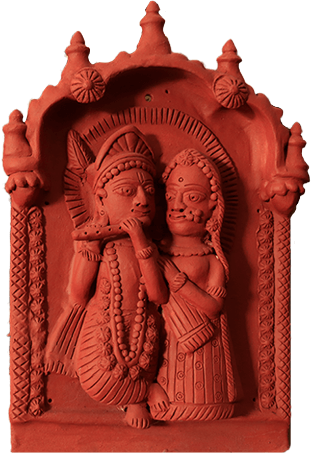 Radha-Krishna scene in Terracotta by Dinesh Molela Thumbnail