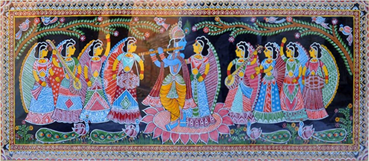 Radha-Krishna surrounded with Gopis in TIkuli art by Ashok Kumar Thumbnail
