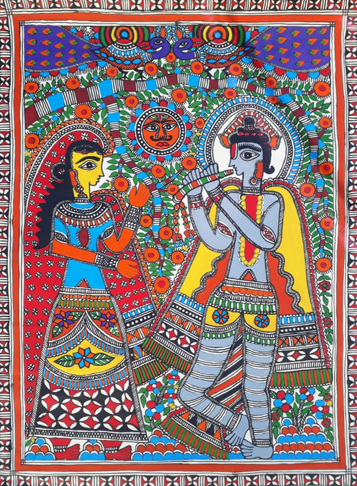 Radha Krishna's Eternal Love in Madhubani by Vibhuti Nath Thumbnail