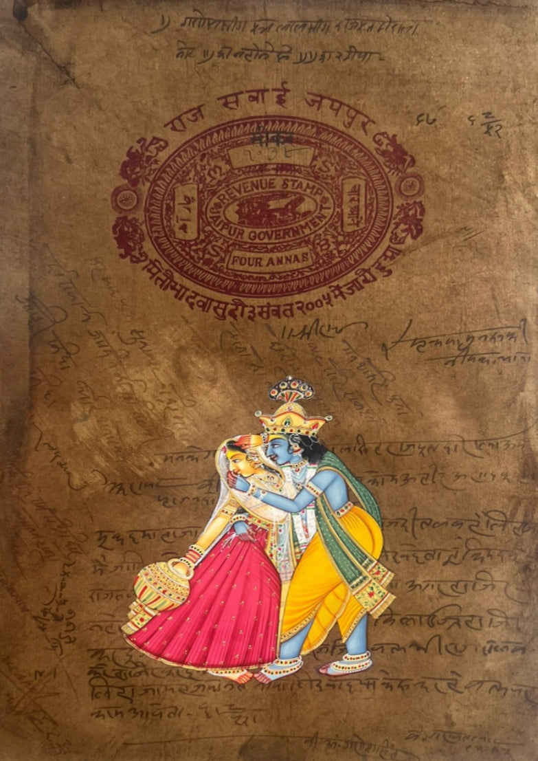 Buy Radha-Krishna’s mystical union In Mughal Miniature by Mohan Prajapati 