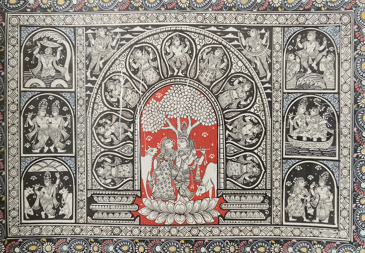 The Divine Devotion: Lord Krishna's Leelas in Pattachitra by Apindra Swain Thumbnail