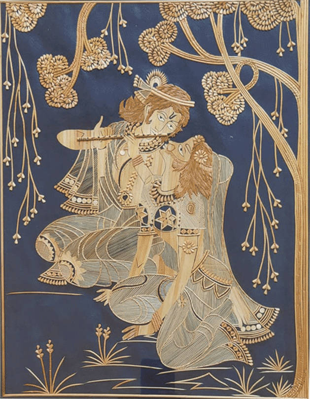 Radha and Krishna in Sikki Grass work by Suraj Kumar Sahu Thumbnail