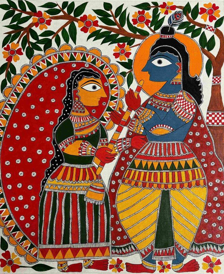 Radha and krishna in Madhubani by Izhar Ansari Thumbnail