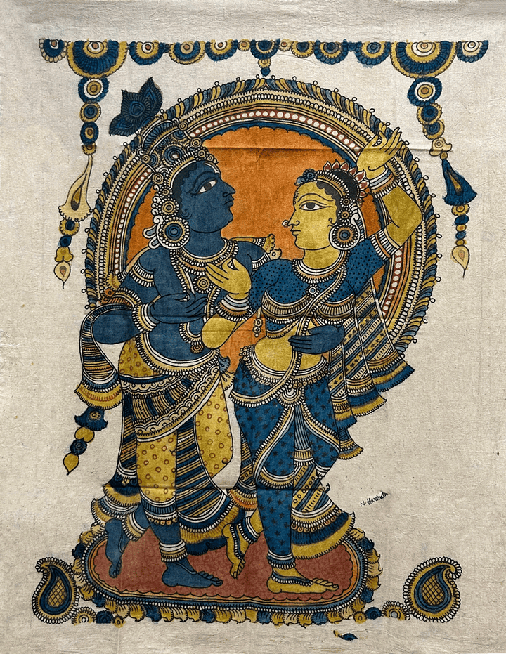 Radha krishna: Kalamkari Painting by Harinath.N Thumbnail