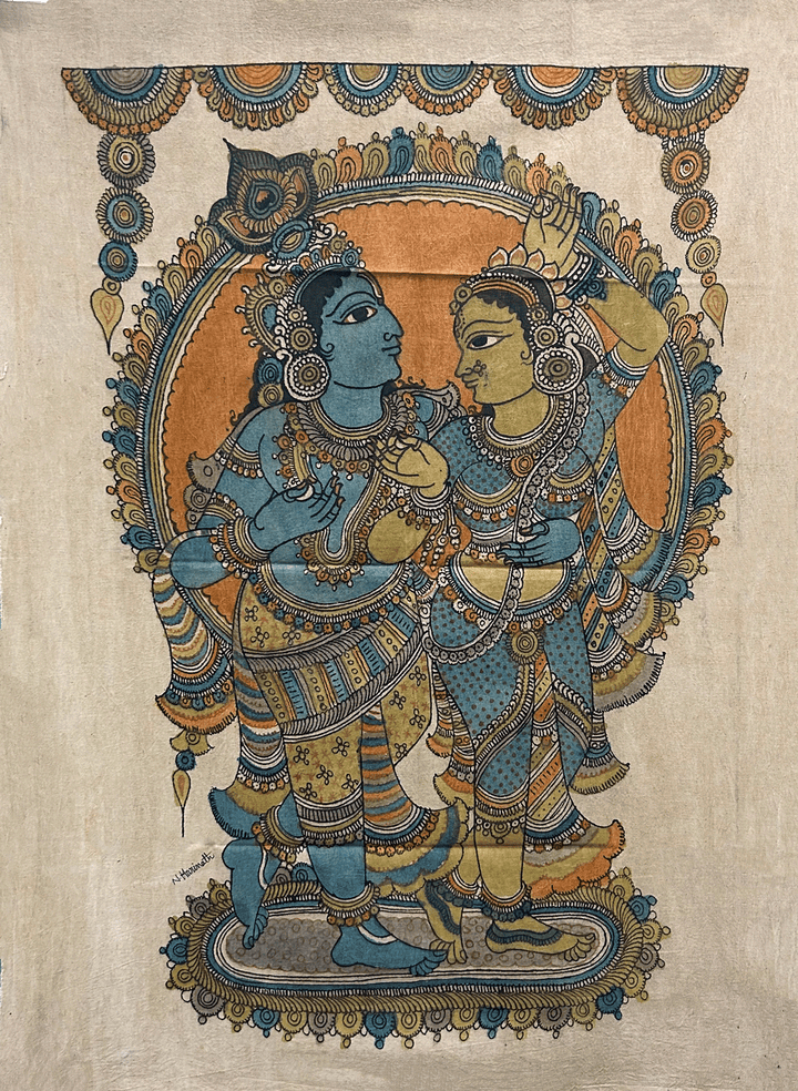 Radha krishna: Kalamkari Painting by Harinath.N Thumbnail