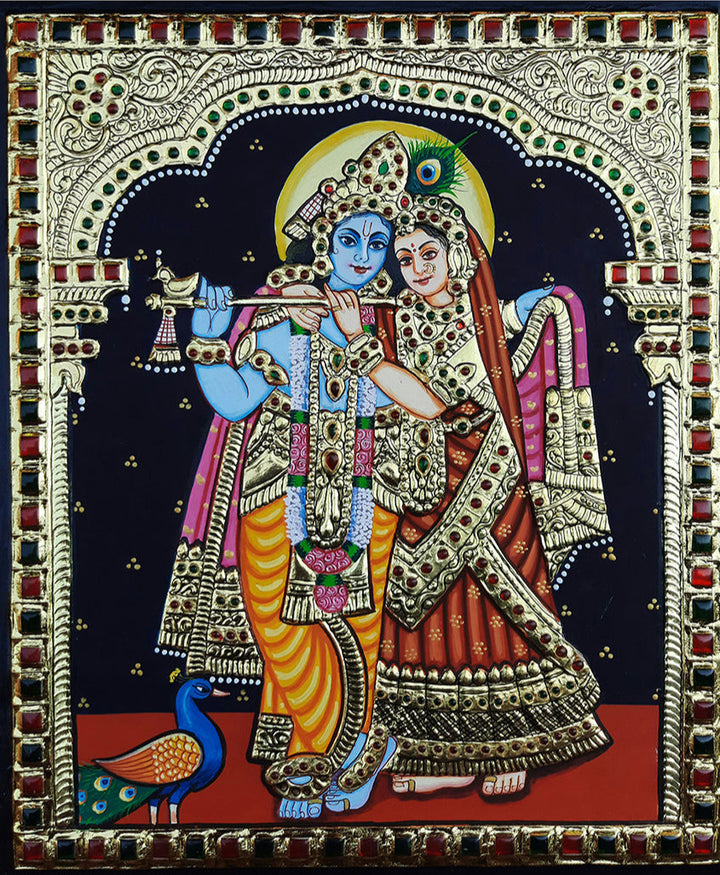Radha krishna, Tanjore Painting by Sanjay Tandekar Thumbnail