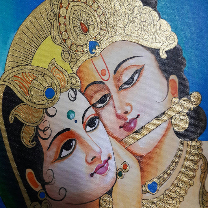 Radha krishna, Tanjore Painting by Sanjay Tandekar Thumbnail