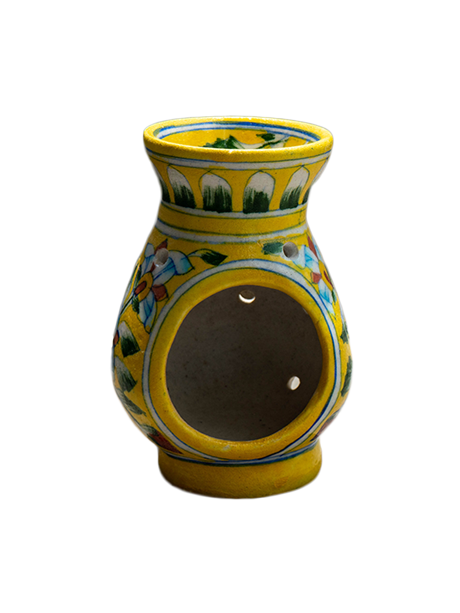 Buy Tealight Harmony in the Yellow Pot Blue Pottery By Gopal Saini