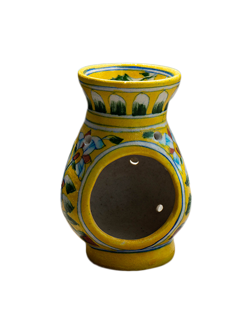 Buy Tealight Harmony in the Yellow Pot Blue Pottery By Gopal Saini